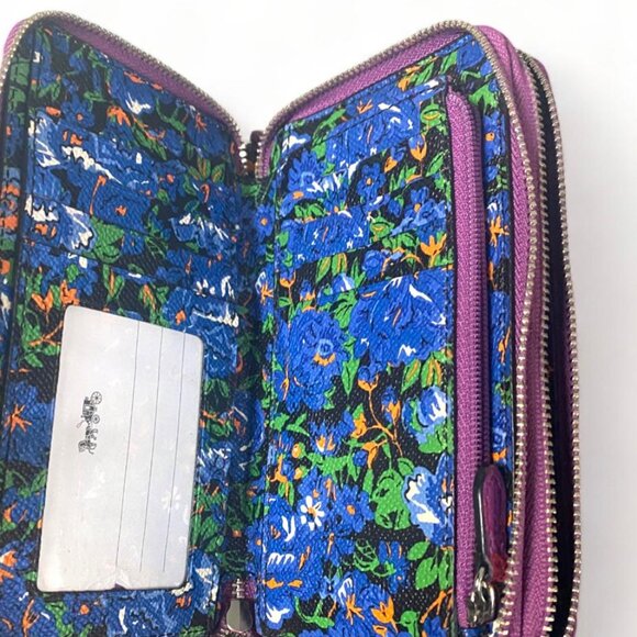 COACH - Polished Pebble Leather Purple Wallet DOUBLE ZIP - W tag (Rare) - Picture 2 of 5